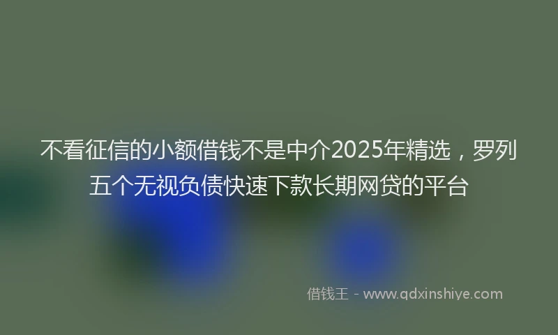 不看征信的小额借钱不是中介2025年精选,罗列五个无视负债快速下款长期网贷的平台