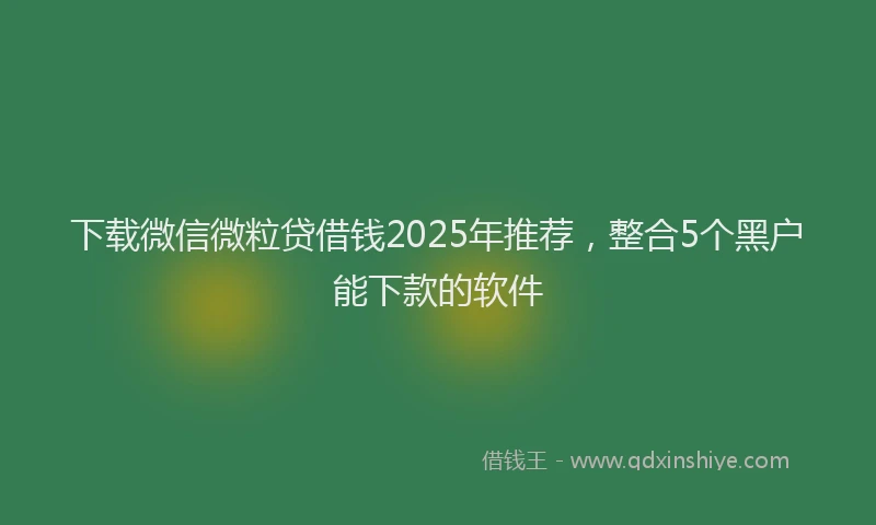 下载微信微粒贷借钱2025年推荐，整合5个黑户能下款的软件