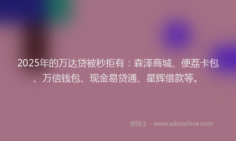 2025年的万达贷被秒拒有：森泽商城、便荔卡包、万信钱包、现金易贷通、星辉借款等。
