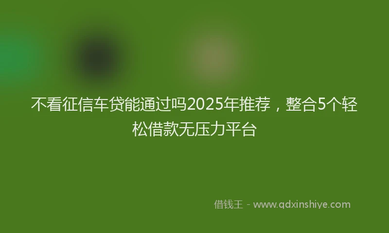 不看征信车贷能通过吗2025年推荐，整合5个轻松借款无压力平台