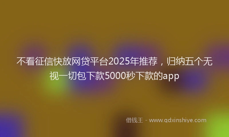 不看征信快放网贷平台2025年推荐，归纳五个无视一切包下款5000秒下款的app