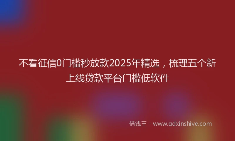 不看征信0门槛秒放款2025年精选，梳理五个新上线贷款平台门槛低软件
