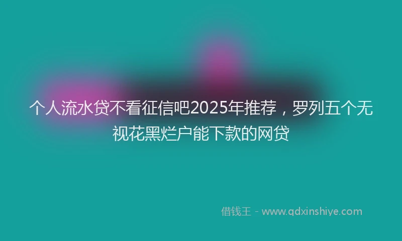 个人流水贷不看征信吧2025年推荐，罗列五个无视花黑烂户能下款的网贷
