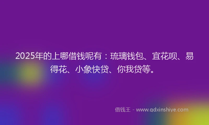 2025年的上哪借钱呢有：琉璃钱包、宜花呗、易得花、小象快贷、你我贷等。