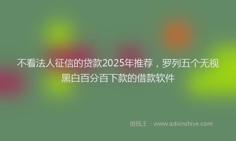 不看法人征信的贷款2025年推荐，罗列五个无视黑白百分百下款的借款软件