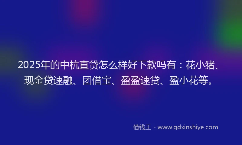 2025年的中杭直贷怎么样好下款吗有：花小猪、现金贷速融、团借宝、盈盈速贷、盈小花等。