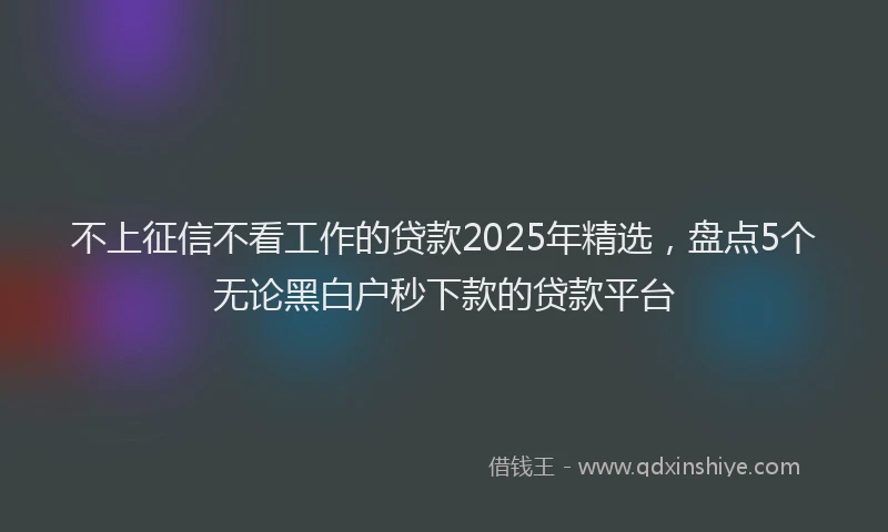 不上征信不看工作的贷款2025年精选，盘点5个无论黑白户秒下款的贷款平台