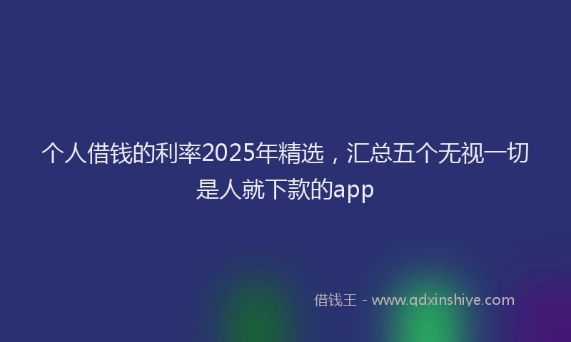 个人借钱的利率2025年精选，汇总五个无视一切是人就下款的app