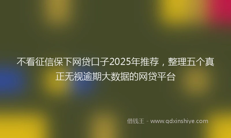不看征信保下网贷口子2025年推荐，整理五个真正无视逾期大数据的网贷平台