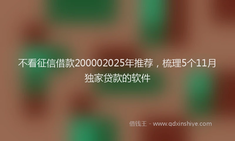 不看征信借款200002025年推荐，梳理5个11月独家贷款的软件