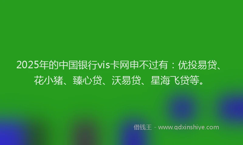 2025年的中国银行vis卡网申不过有：优投易贷、花小猪、臻心贷、沃易贷、星海飞贷等。