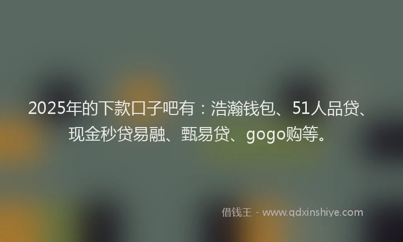 2025年的下款口子吧有：浩瀚钱包、51人品贷、现金秒贷易融、甄易贷、gogo购等。