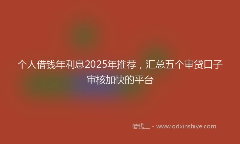 个人借钱年利息2025年推荐，汇总五个审贷口子审核加快的平台