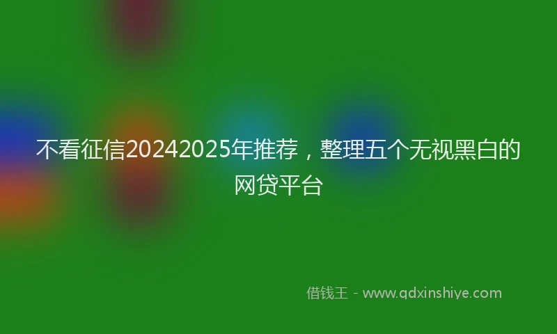 不看征信20242025年推荐，整理五个无视黑白的网贷平台