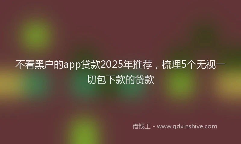 不看黑户的app贷款2025年推荐,梳理5个无视一切包下款的贷款