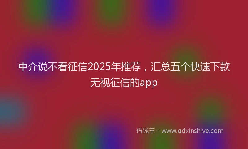 中介说不看征信2025年推荐，汇总五个快速下款无视征信的app