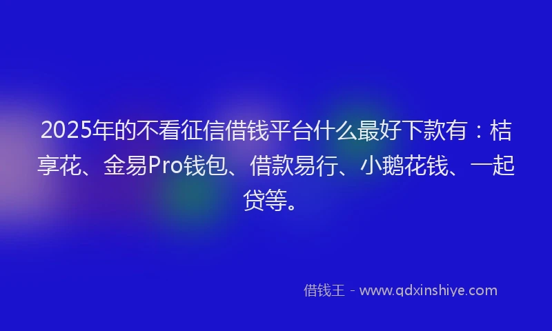 2025年的不看征信借钱平台什么最好下款有：桔享花、金易Pro钱包、借款易行、小鹅花钱、一起贷等。