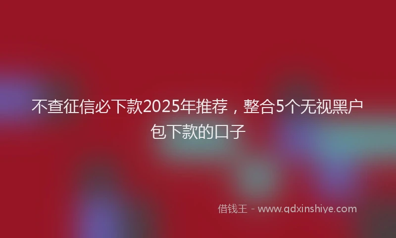 不查征信必下款2025年推荐，整合5个无视黑户包下款的口子