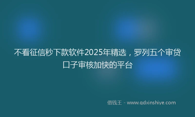 不看征信秒下款软件2025年精选，罗列五个审贷口子审核加快的平台