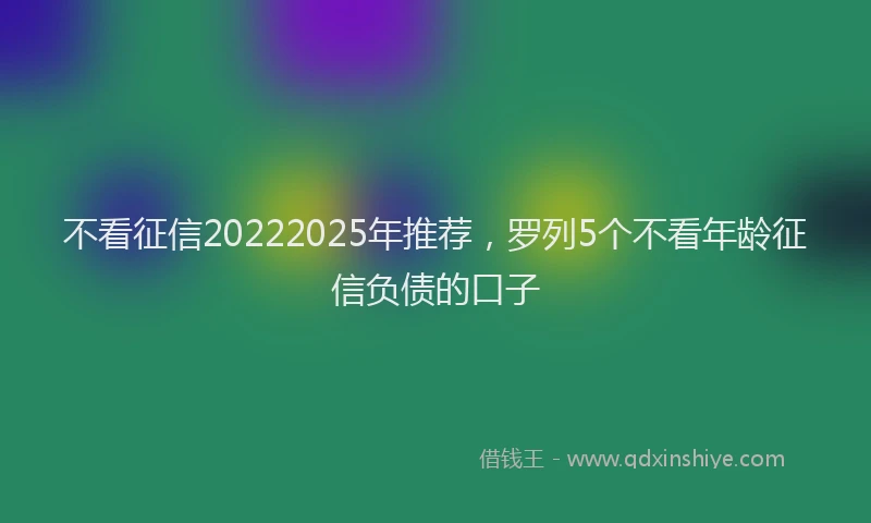 不看征信20222025年推荐，罗列5个不看年龄征信负债的口子