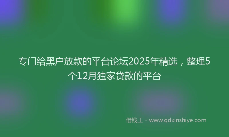 专门给黑户放款的平台论坛2025年精选，整理5个12月独家贷款的平台