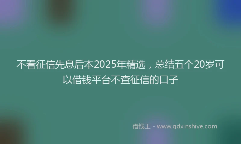 不看征信先息后本2025年精选，总结五个20岁可以借钱平台不查征信的口子