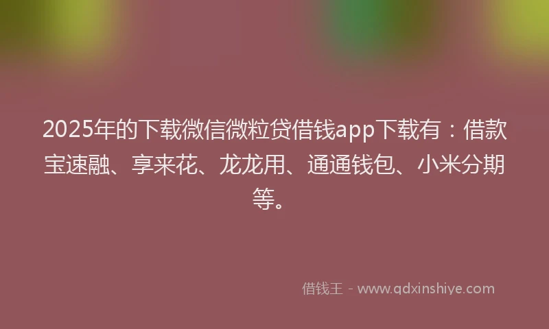 2025年的下载微信微粒贷借钱app下载有：借款宝速融、享来花、龙龙用、通通钱包、小米分期等。