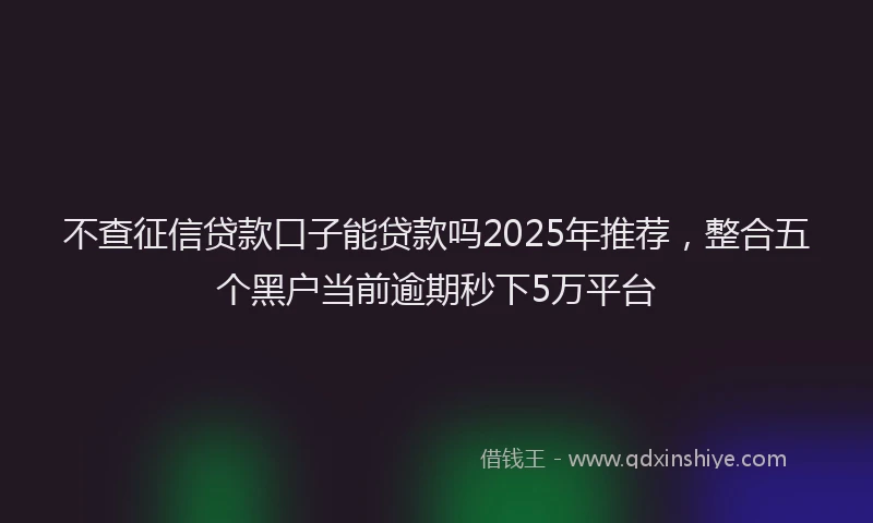 不查征信贷款口子能贷款吗2025年推荐，整合五个黑户当前逾期秒下5万平台