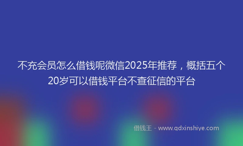 不充会员怎么借钱呢微信2025年推荐，概括五个20岁可以借钱平台不查征信的平台