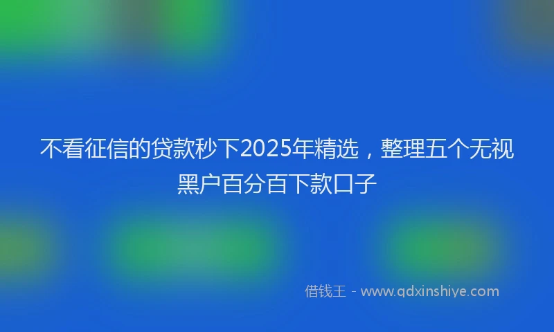 不看征信的贷款秒下2025年精选，整理五个无视黑户百分百下款口子