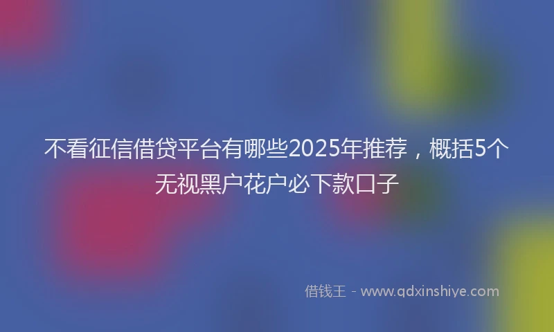 不看征信借贷平台有哪些2025年推荐，概括5个无视黑户花户必下款口子