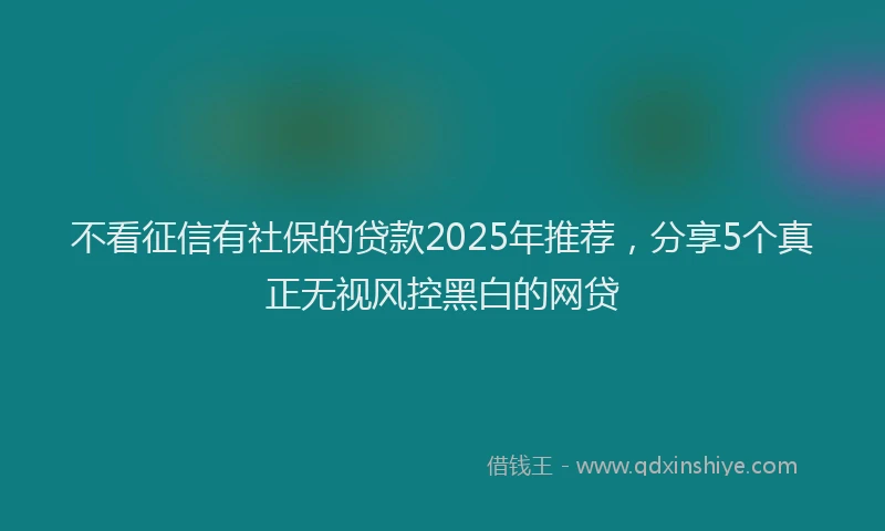 不看征信有社保的贷款2025年推荐，分享5个真正无视风控黑白的网贷