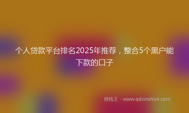 个人贷款平台排名2025年推荐，整合5个黑户能下款的口子