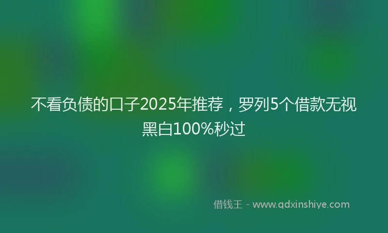 不看负债的口子2025年推荐，罗列5个借款无视黑白100%秒过