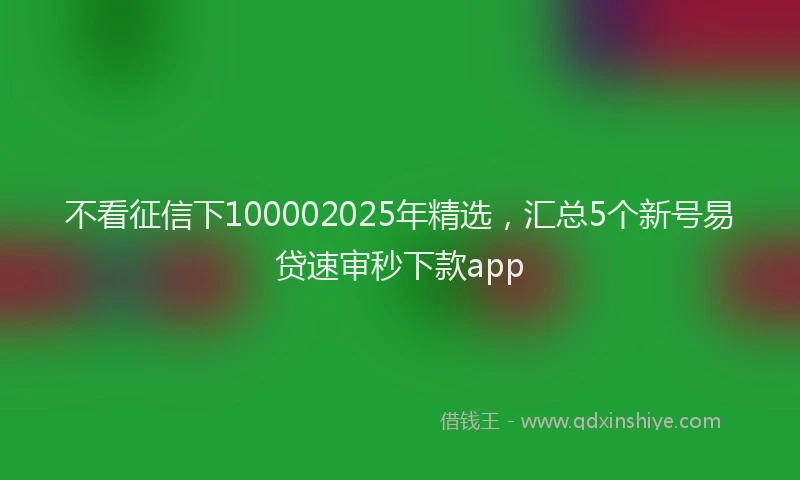 不看征信下100002025年精选，汇总5个新号易贷速审秒下款app