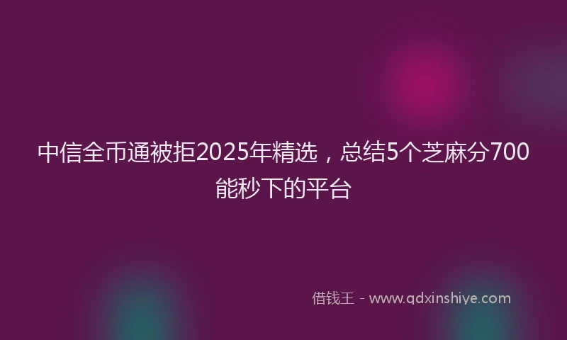 中信全币通被拒2025年精选，总结5个芝麻分700能秒下的平台