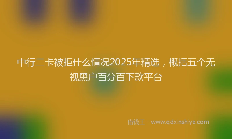 中行二卡被拒什么情况2025年精选，概括五个无视黑户百分百下款平台