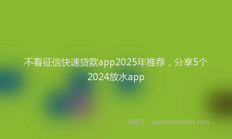 不看征信快速贷款app2025年推荐，分享5个2024放水app