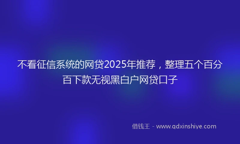 不看征信系统的网贷2025年推荐，整理五个百分百下款无视黑白户网贷口子