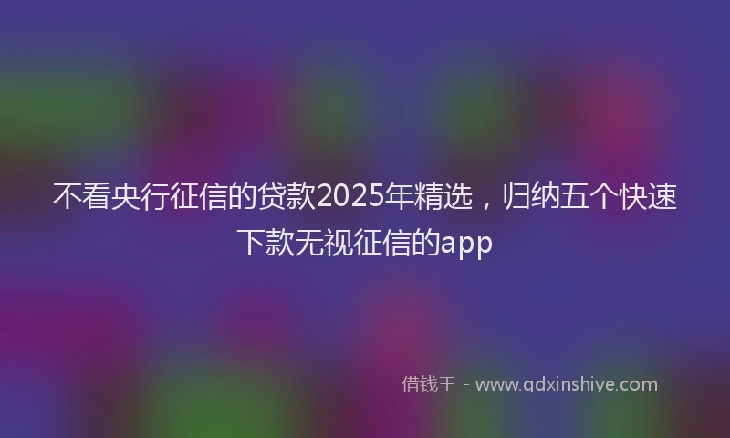 不看央行征信的贷款2025年精选，归纳五个快速下款无视征信的app