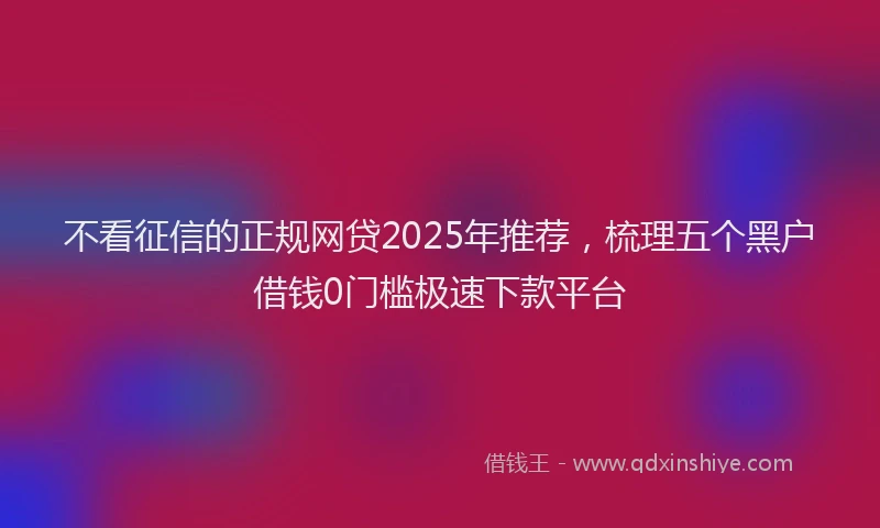 不看征信的正规网贷2025年推荐，梳理五个黑户借钱0门槛极速下款平台