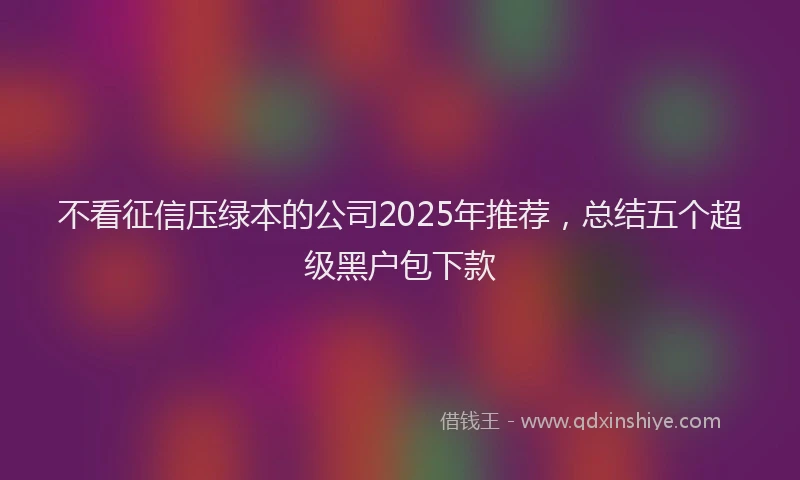 不看征信压绿本的公司2025年推荐，总结五个超级黑户包下款