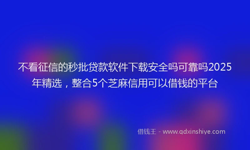 不看征信的秒批贷款软件下载安全吗可靠吗2025年精选，整合5个芝麻信用可以借钱的平台