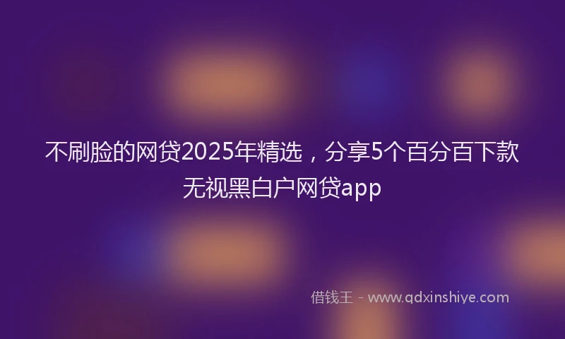 不刷脸的网贷2025年精选，分享5个百分百下款无视黑白户网贷app