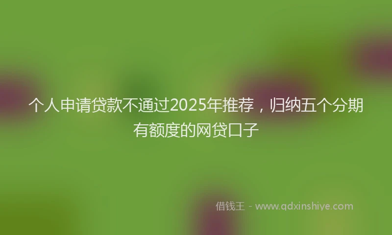 个人申请贷款不通过2025年推荐，归纳五个分期有额度的网贷口子
