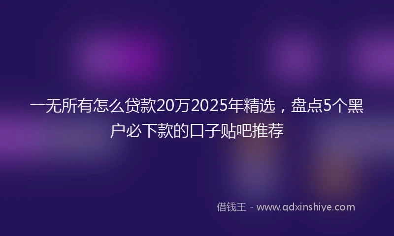 一无所有怎么贷款20万2025年精选，盘点5个黑户必下款的口子贴吧推荐