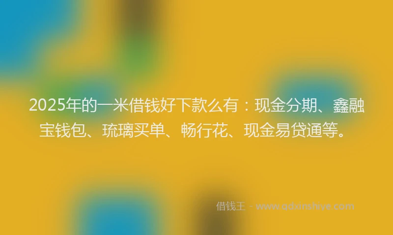 2025年的一米借钱好下款么有：现金分期、鑫融宝钱包、琉璃买单、畅行花、现金易贷通等。