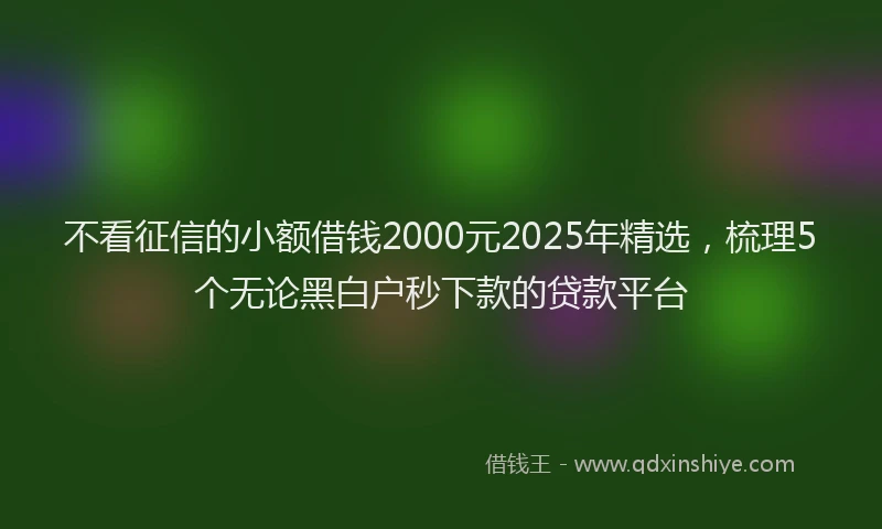 不看征信的小额借钱2000元2025年精选，梳理5个无论黑白户秒下款的贷款平台