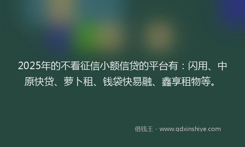 2025年的不看征信小额信贷的平台有：闪用、中原快贷、萝卜租、钱袋快易融、鑫享租物等。