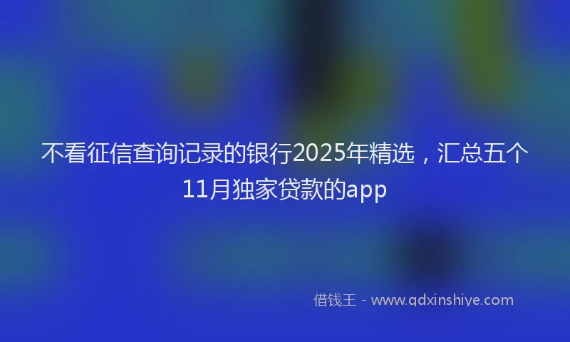 不看征信查询记录的银行2025年精选，汇总五个11月独家贷款的app